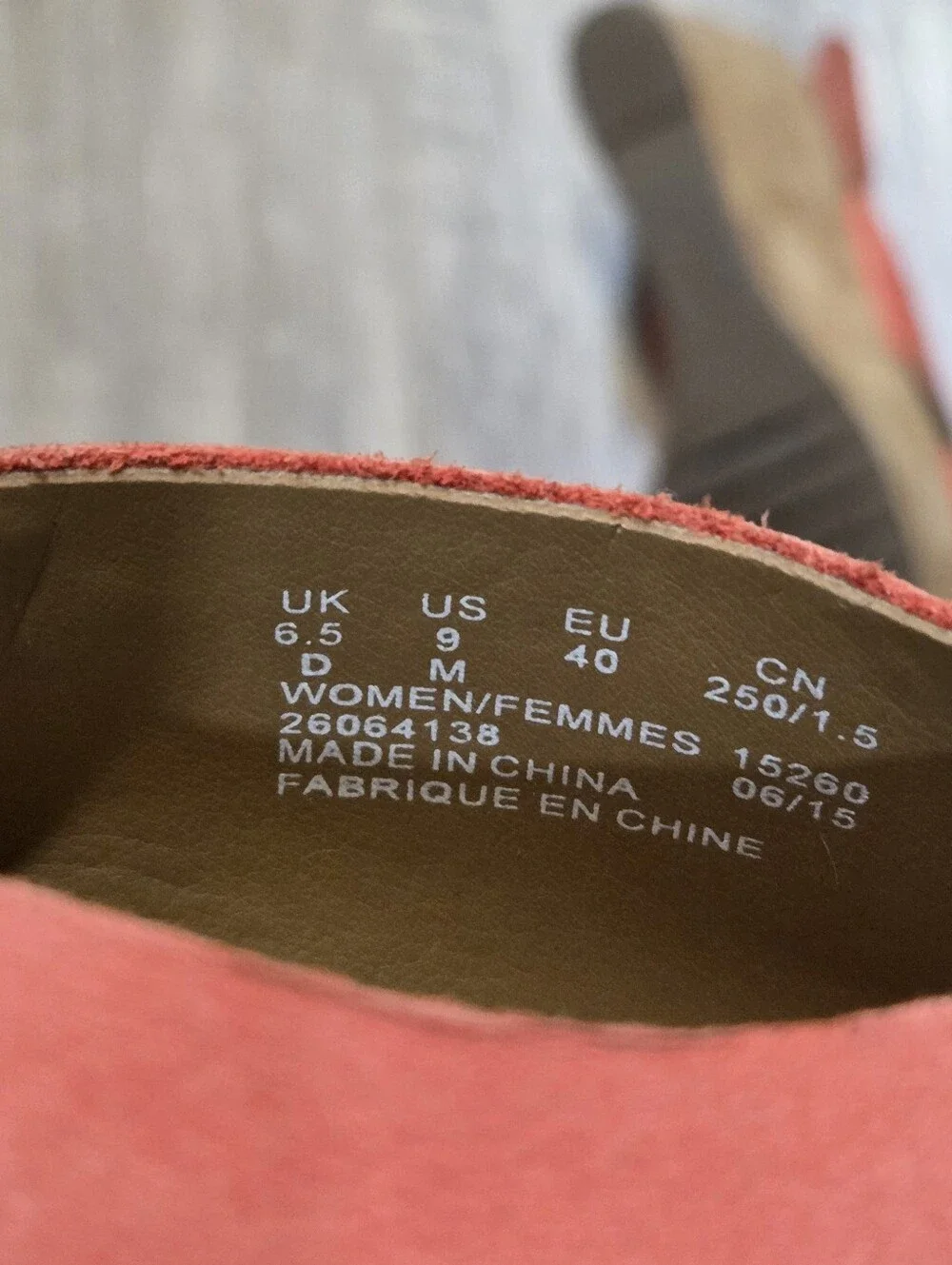 Clarks Rosamund Dune Coral Suede Hook And Loop Cork Wedge Sandal 9M